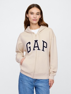 Gap Kadın Bej Gap Logo Fleece Fermuarlı Sweatshirt