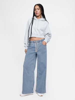Gap Kadın Mavi Mid Rise Easy Baggy Jean Pantolon