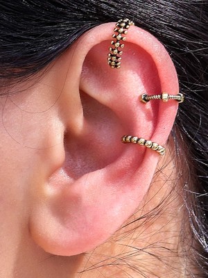 Esha Vintage Antik 3'lü Deliksiz Ear Cuff Ayarlanabilir Kıkırdak Küpe Seti Eukk6