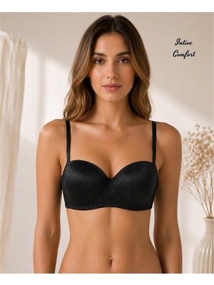 Intive Lingerie Softlift C Cup Destekli Balenli Lazer Kesim Straplez Lotus Kesim Askılı Parlak Ithal Sütyen