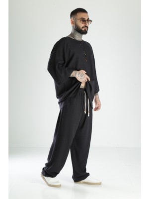 Cocopelli Oversize Siyah Keten Takım COC3211