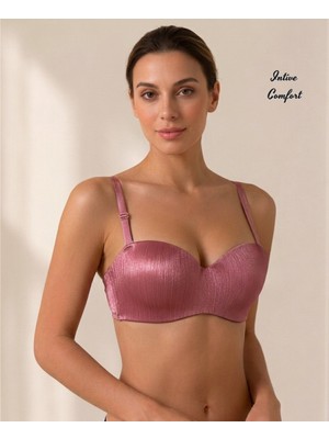 Intive Lingerie Softlift C Cup Destekli Balenli Lazer Kesim Straplez Lotus Kesim Askılı Parlak Ithal Sütyen