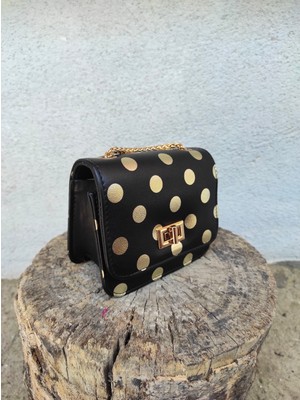 Rofo Kapitone Model Küçük Boy Mini Kutu Gold Detaylı Kadın El ve Omuz Çanta Elara
