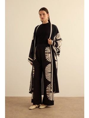 Aker Siyah Geometrik Desenli Cotton Yaz Serinliği Pantolon