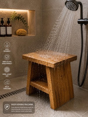 Elipos Ahşap Tabure Banyo Taburesi