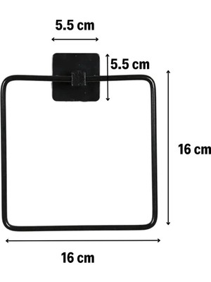 Uravas Store Kendiliğinden Yapışkanlı Siyah Paslanmaz Metal Kare Havluluk