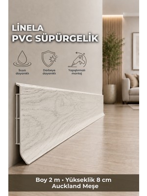 Agk Linela Pvc Süpürgelik 8 cm Auckland Meşe 2 M Yapıştırmalı Suya Dayanıklı Kalın Profil LNL404