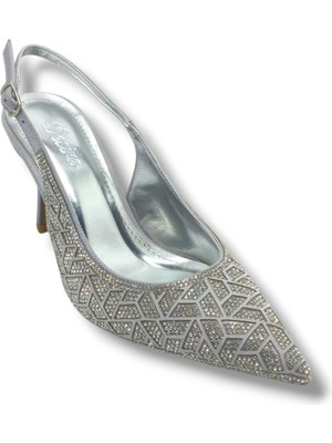 Desire Shoes Desire 5011-26 Taşlı Mozaik Desenli Ince Topuk Kadın Stiletto 8,5cm