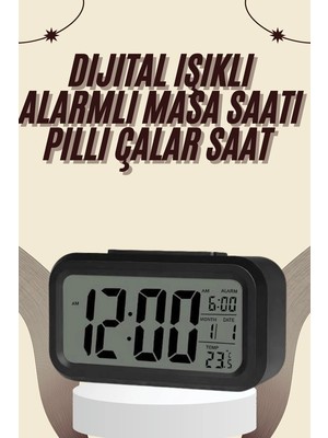 Herşey Trend Dijital Masa Saati Termometreli Takvim Çalar Saat LED Ekran Pilli