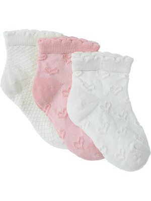 Hellobaby Kız Bebek 3lü Soket Çorap Kalp Baskılı