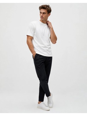 Karel Butik Premium Beyaz Regular %100 Pamuk Bisiklet Yaka Beyaz Tişört