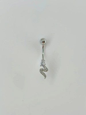 Belirtilmemiş Rodyum Zirkon Taşlı Çelik Göbek Bar Uzunluğu : 13 mm / Bar Kalınlığı 1.41 mm / - PG0031