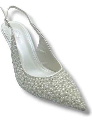 Desire Shoes Desire 5012-26 Simli Saten Inci Taşlı Ince Topuk Kadın Stiletto 8,5cm