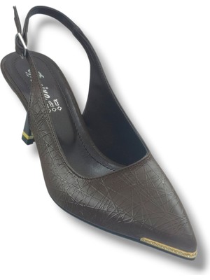 Desire Shoes Desire 550-26 Baskılı Parlak Nubuk Taşlı Ince Topuk Kadın Stiletto (8cm)