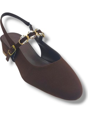 Desire Shoes Desire 7020-26 Üstten Bantlı Taşlı Tokalı Kısa Topuk Kadın Ayakkabı(3cm)