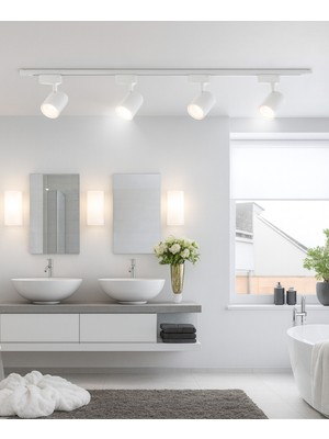Empressco 6 Adet Beyaz Kasa ve Günüışığı Işık 270° LED Ray Spot + 2m Raylı Armatür