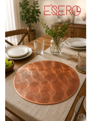 Esero 30829 Lüx Gold Supla 38X38 cm 6 Adet Plastik Amerikan Servis Sofra Sunum Altlığı Şık Masa Dekorasyonu Davet ve Yemek Masası Suplası