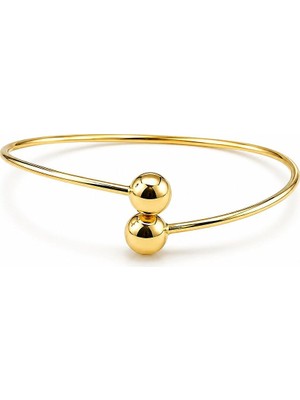 Sembol Gold 14 Ayar Çift Küre Kelepçe Altın Bileklik 3,40 Gram 6,0 cm