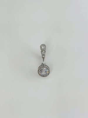 Belirtilmemiş Rodyum Zirkon Taşlı Bar Top: Çelik Göbek - PG0147