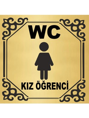Kız Öğrenci Wc Yönlendirme Levhası 10X10 Cm. Metal Levha