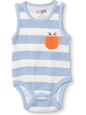 Hellobaby Erkek Bebek Body Hayvan Baskılı Çıtçıtlı Bisiklet Yaka Short Sleeve