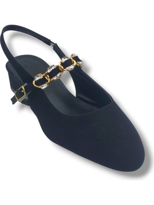 Desire Shoes Desire 7020-26 Üstten Bantlı Taşlı Tokalı Kısa Topuk Kadın Ayakkabı(3cm)
