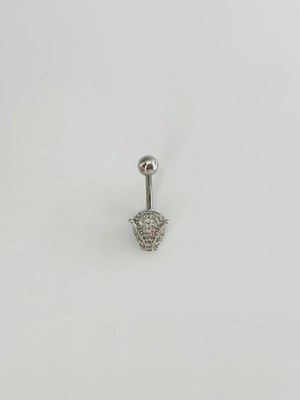 Belirtilmemiş Rodyum Zirkon Taşlı Çelik Göbek Bar Uzunluğu : 13 mm / Bar Kalınlığı 1.41 mm / - PG0136