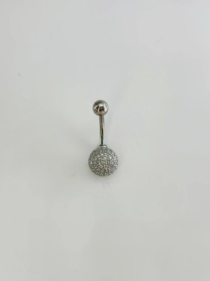Belirtilmemiş Rodyum Zirkon Taşlı Çelik Göbek Bar Uzunluğu : 13 mm / Bar Kalınlığı 1.41 mm / - PG0131