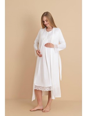 Duchesse  2601 Dantel Kol Hamile  Lohusa Gecelik Sabahlık Tk