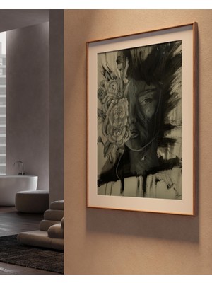 Clovendi Çiçekli Yüz Soyut Poster Baskısı