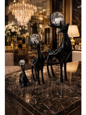 Ersu Store 24CM 3lü Aile Temalı Kristal Toplu Geyik Seti Ev Dekorasyon Biblo Obje Dekor