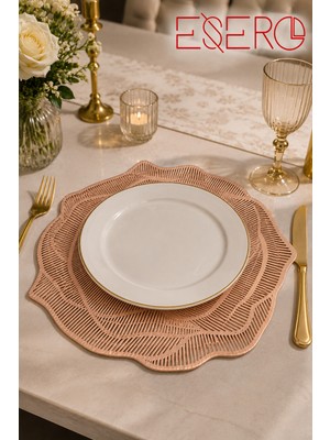 Esero 30830 Dantel Desenli Gold Supla 38X38 cm 6 Adet Plastik Amerikan Servis Sofra Sunum Altlığı Şık Masa Dekorasyonu Davet Suplası