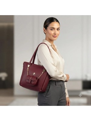 Nas Bag Kadın 2 Li Set Omuz Çantası Bordo Victoria