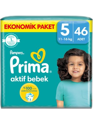 Prima Bebek Bezi Aktif Bebek 5 Beden 46 Adet Junior Fırsat Paketi