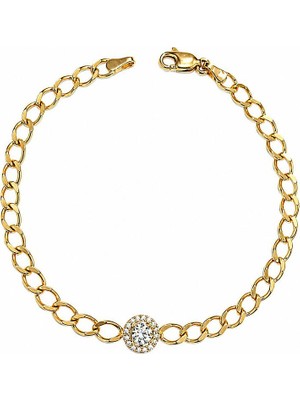 Sembol Gold 14 Ayar Prenses Tektaş Gurmet Altın Bileklik 2,40 Gram 18 cm