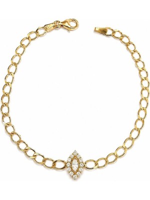 Sembol Gold 14 Ayar Markiz Taşlı Gurmet Altın Bileklik 2,45 Gram 18 cm