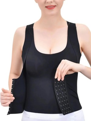Sweet Sauna Dikişsiz Şekillendirici Bralet Atlet Korse Yuvarlak Yaka Çıkarılabilir Pedli Balenli Dik Duruş Korsesi