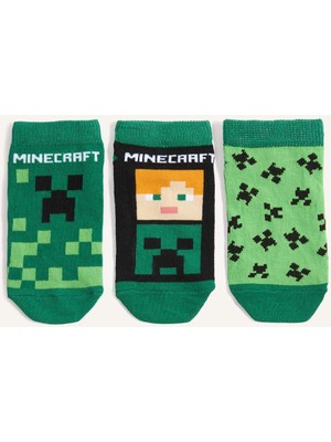DeFacto Minecraft 3'lü Pamuklu Patik Çorap Erkek Çocuk I1011A8NS