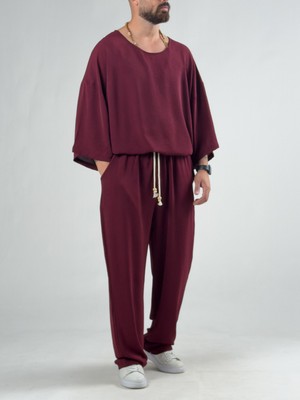 Cocopelli Oversize Bordo Keten Takım COC3208