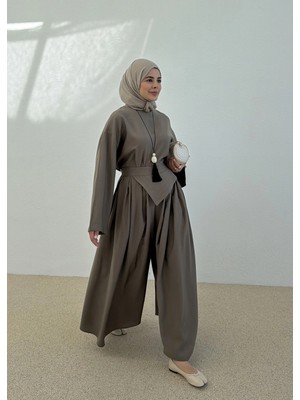 Moda Aksa 2415 Keten Etek Pantolon Yeşil