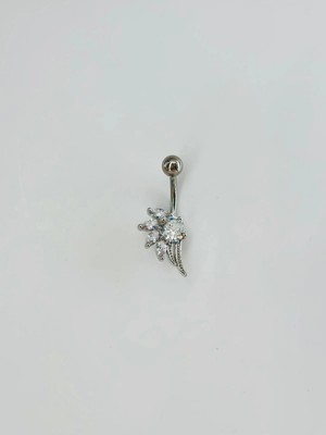 Belirtilmemiş Rodyum Zirkon Taşlı Çelik Göbek Bar Uzunluğu : 13 mm / Bar Kalınlığı 1.41 mm / - PG0092