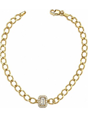 Sembol Gold 14 Ayar Baget Taşlı Gurmet Altın Bileklik 2,40 Gram 18 cm