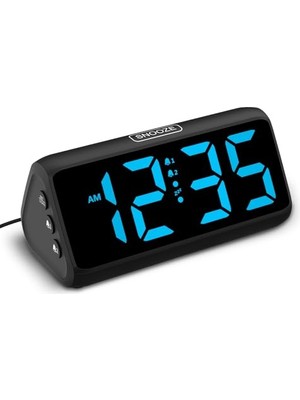 Netzu Derin Uykular Için Yüksek Sesli Çalar Saat, LED Ekranlı, Çift Alarm, 5 Parlaklık Kısıc