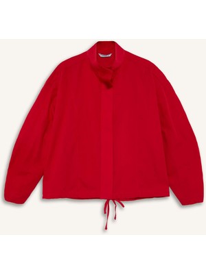 DeFacto %100 Pamuk Regular Fit Poplin Uzun Kollu Kırmızı Tunik H0675AX26SP