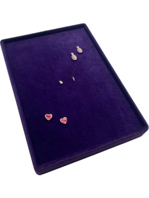Megass Dekor Süet Kumaş Mor Renk 24/17 cm Batırmalı Piercing - Küpe Tablası