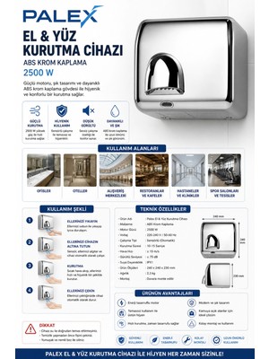 Empressco El ve Yüz Kurutma Cihazı, Abs Krom Kaplama, 2500 W, Şık ve Güçlü Performans
