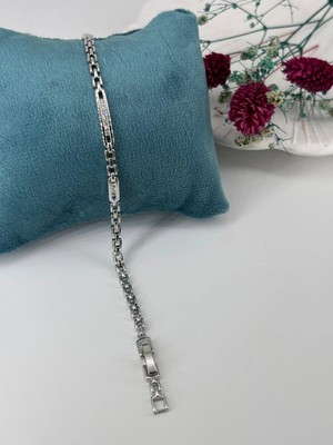 Belirtilmemiş Rodyum Zirkon Taşlı Pirinç Zirkon Bileklikler 17+2 cm - KBL0294
