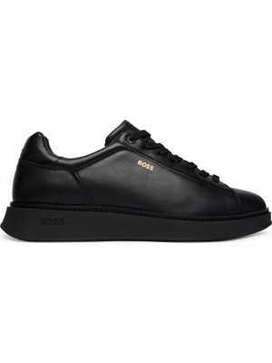Boss Erkek Yumuşak Deri Bağcıklı Süper Hafif Dış Taban Siyah Sneaker 50568773-005