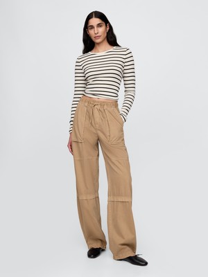 Gap Kadın Kahverengi Mid Rise Easy Utility Barrel Pantolon