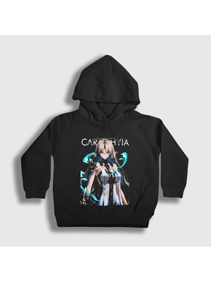 Presmono Unisex Çocuk Siyah Cartethyia V2 Wuthering Waves Kapüşonlu Sweatshirt
